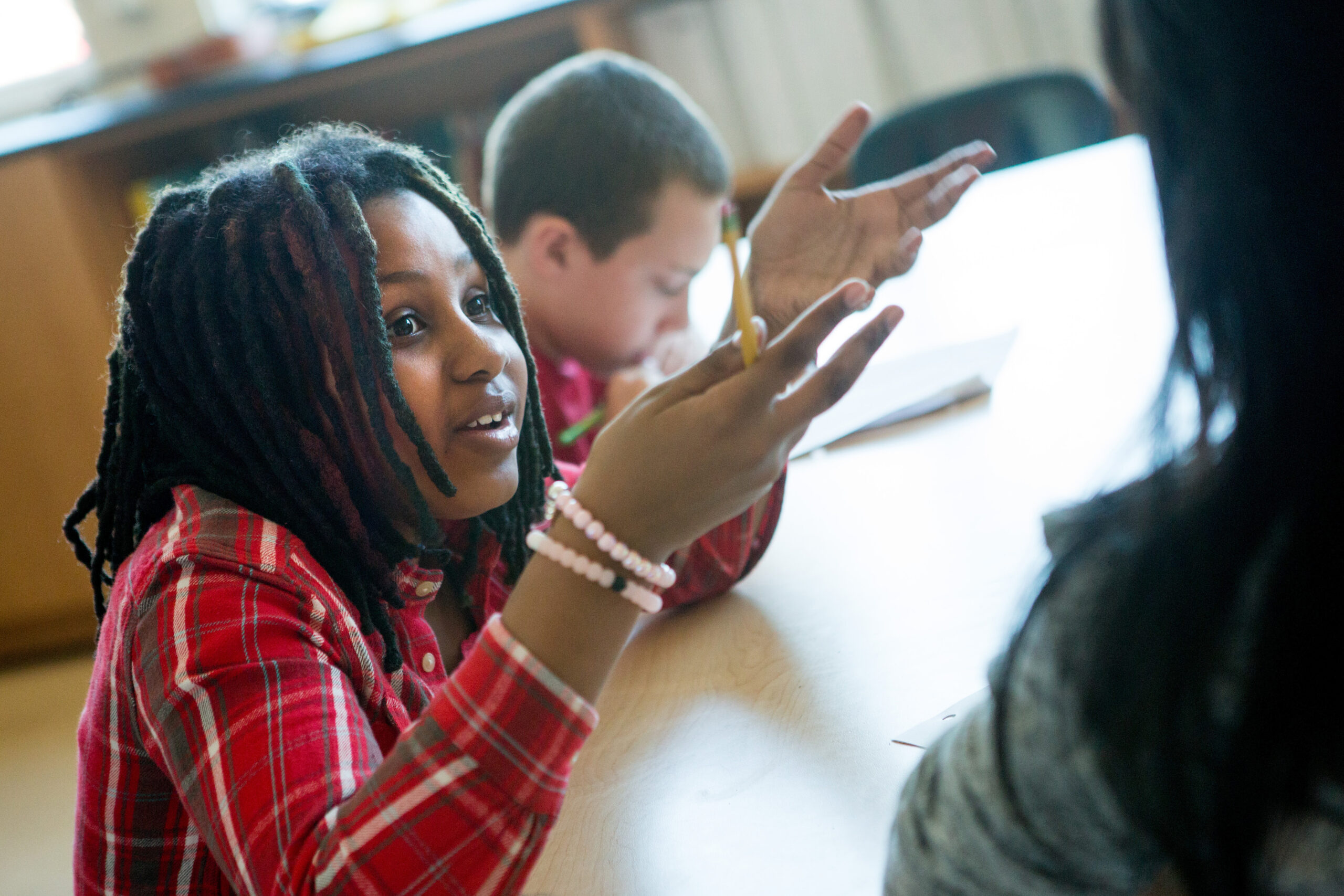 Students having a conversation