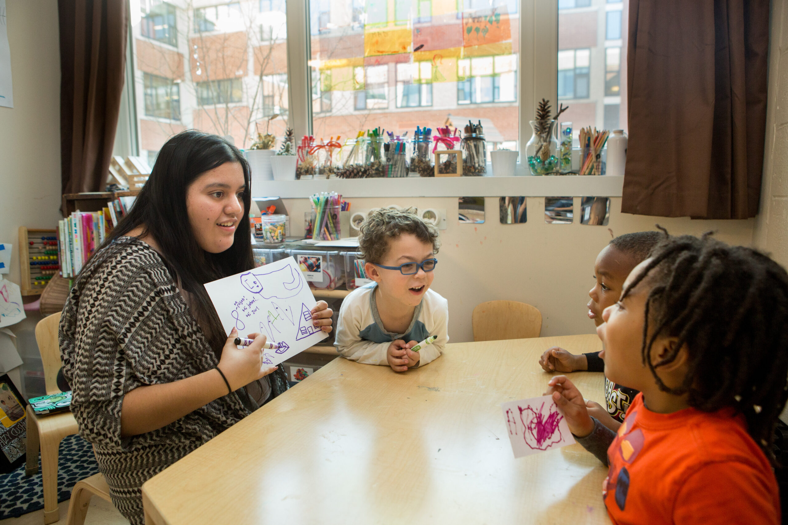 Student teacher with preschoolers